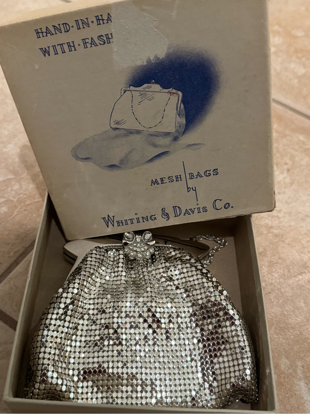 MINT Vintage Whiting & Davis Silver Mesh Bag 4960 NWB